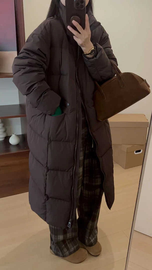 9147号#23092#秋冬简约双口袋拉链填充外套长款（预）