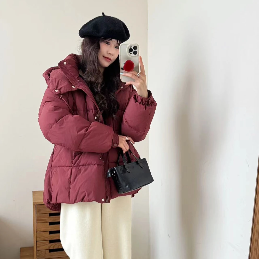 8313号#8805#纯色韩系固定连帽抽绳收腰拉链填充休闲外套（预）