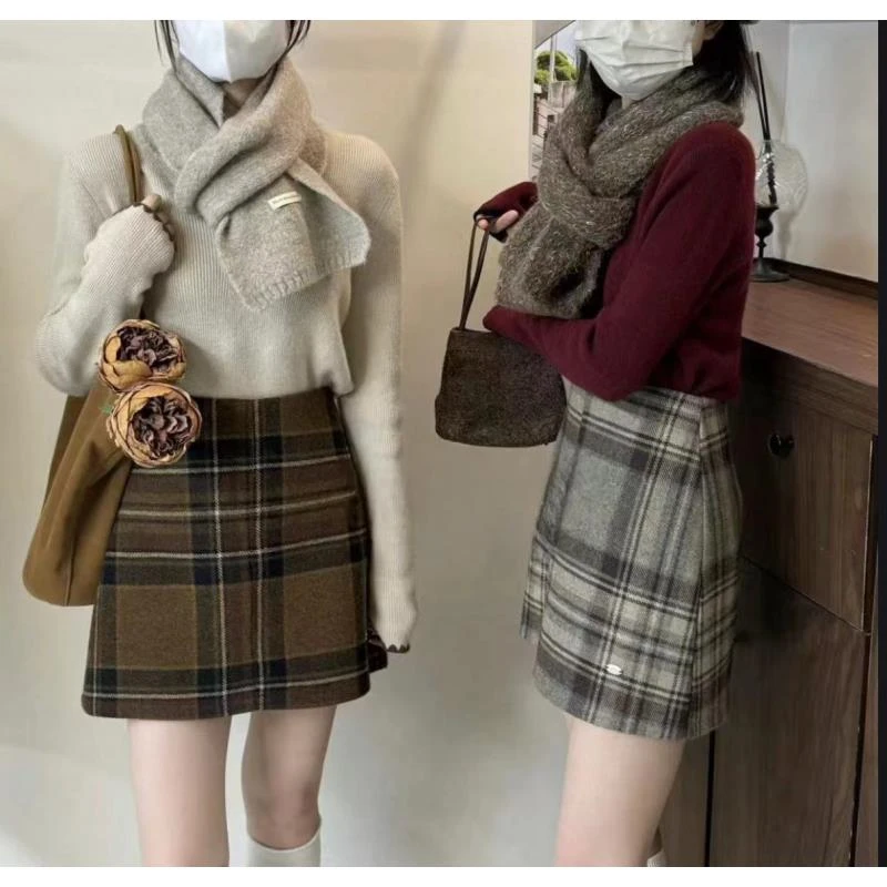 9774号68080#秋冬韩版气质毛呢短裙防走光内衬半身裙（预）