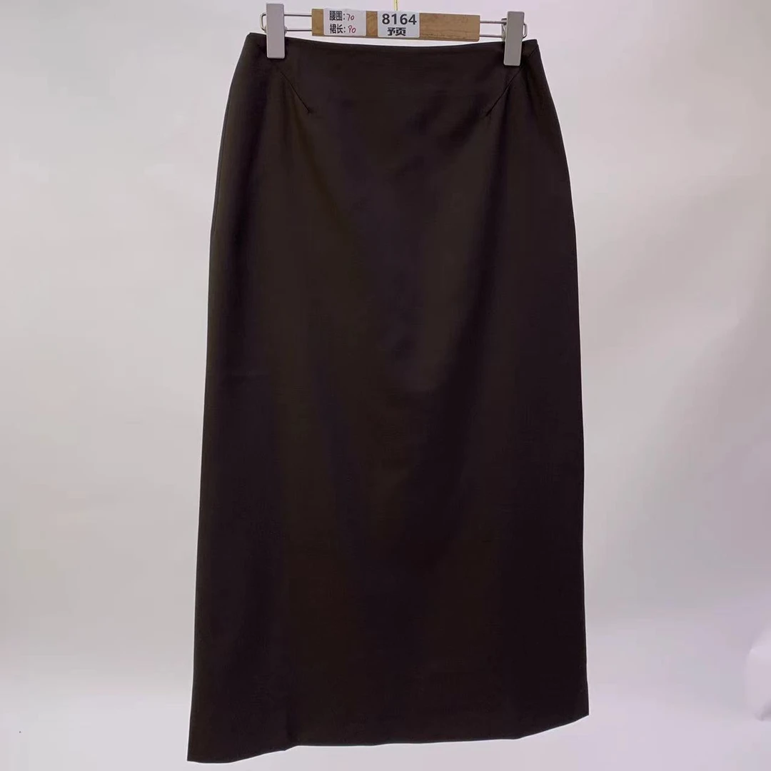 8164号230986#秋百搭纯色气质后下摆开叉休闲西装半身裙（预）