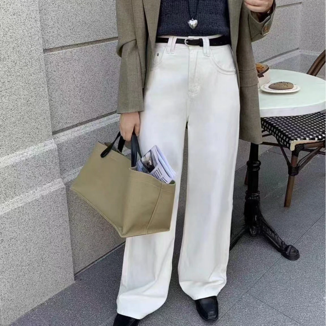 8346号8310#秋冬加绒百搭牛仔阔腿裤（配腰带）（预）