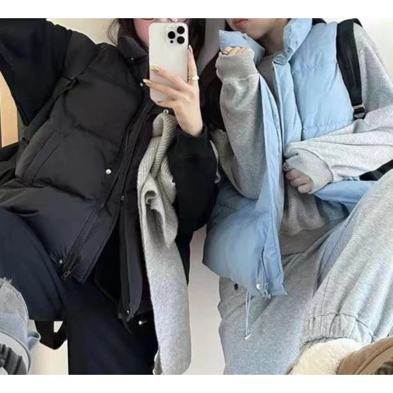 8499号6880#纯色韩系抽绳拉链款休闲填充马甲（预）
