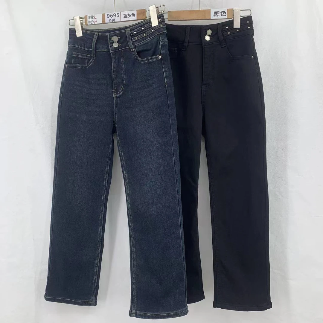 9695号1809#秋新款显瘦直筒裤植绒时尚烟管裤（预）