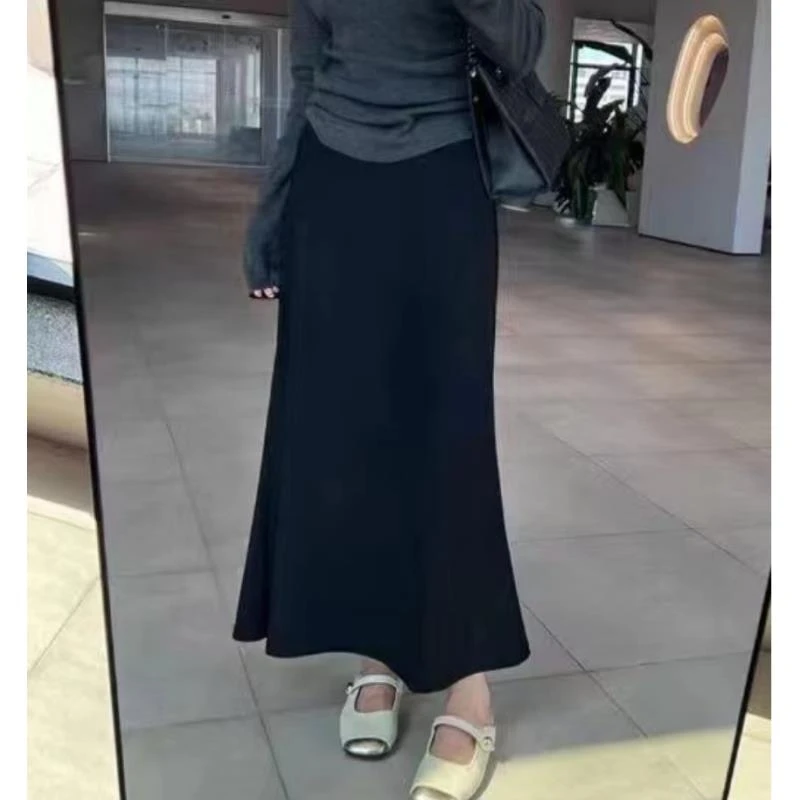 8037号#加绒62501#不加绒6250#秋弹力腰休闲百搭鱼尾半身裙（预）