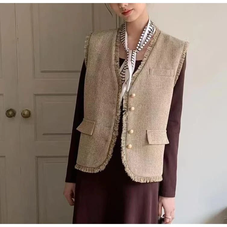 2995号11932#秋气质百搭流苏边小香马甲