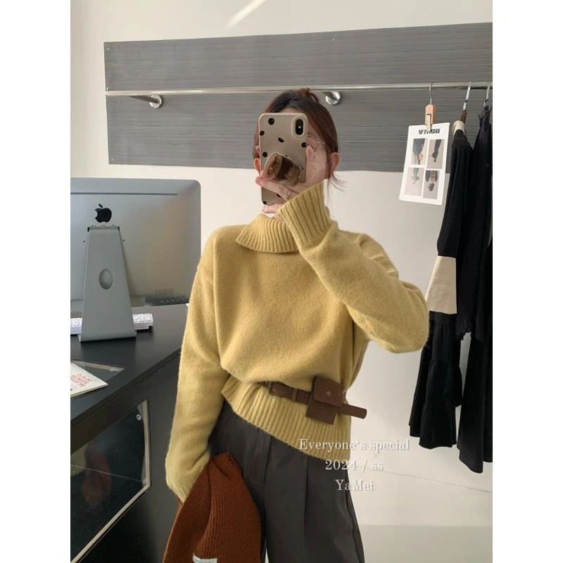 3249号60908#秋冬糖果系可开排扣领设计感套头毛衣 A2-33