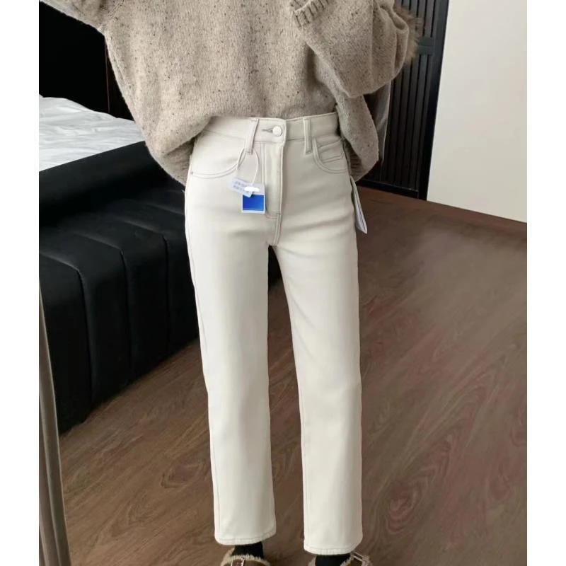 8676号#1971#秋冬加绒修身气质直筒烟管裤（预）