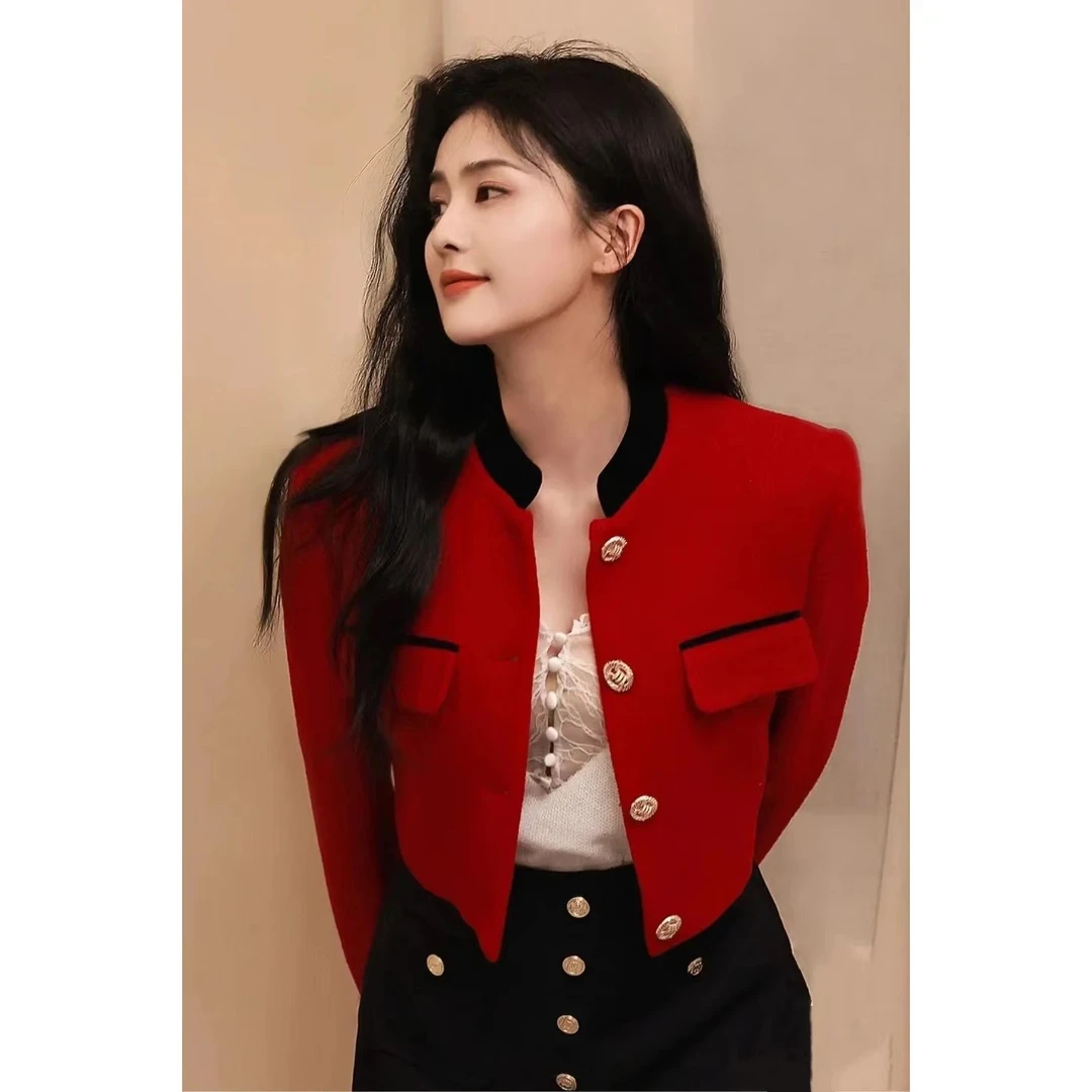 ICCLEK马术服红色外套外套 小香风 短外套 上衣 气质 秋季093