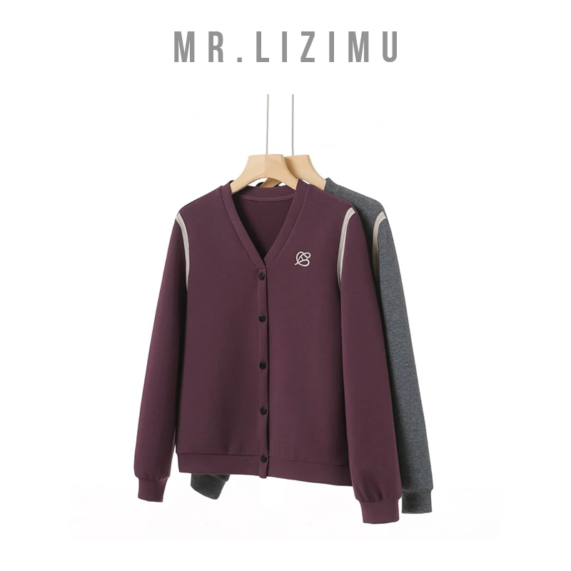 李子木先生V领长袖宽松显瘦卫衣新款卫衣春秋款女户外穿搭C7052