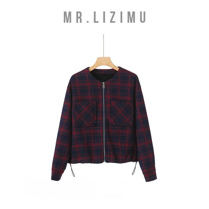 李子木先生格纹撞色休闲外套女2024秋季新款百搭显瘦上衣C7251