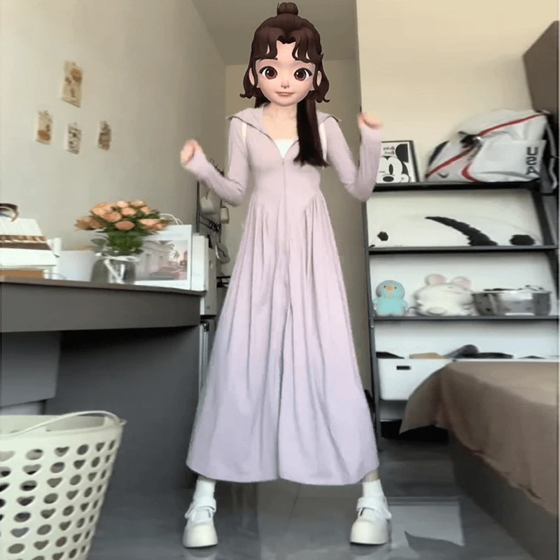 【锦纶】韩版仙女连衣裙防晒衣锦纶修身气质冰感夏全身防紫外线