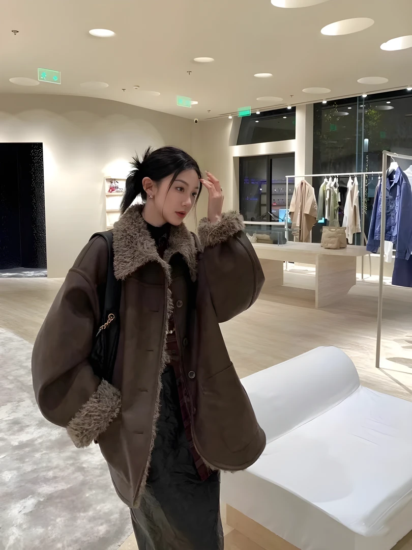 “一衣两穿”双面穿仿羊羔绒环保皮毛秋冬新款加厚宽松皮衣毛毛外套