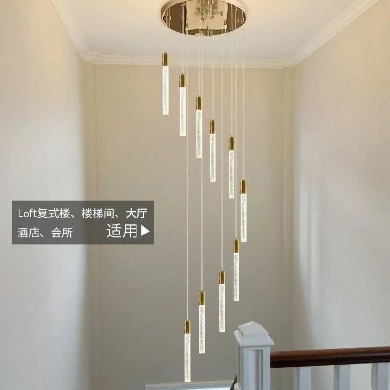 水晶楼梯吊灯公寓房吊灯复试高端水晶吊灯Loft酒店大厅灯饰后现代
