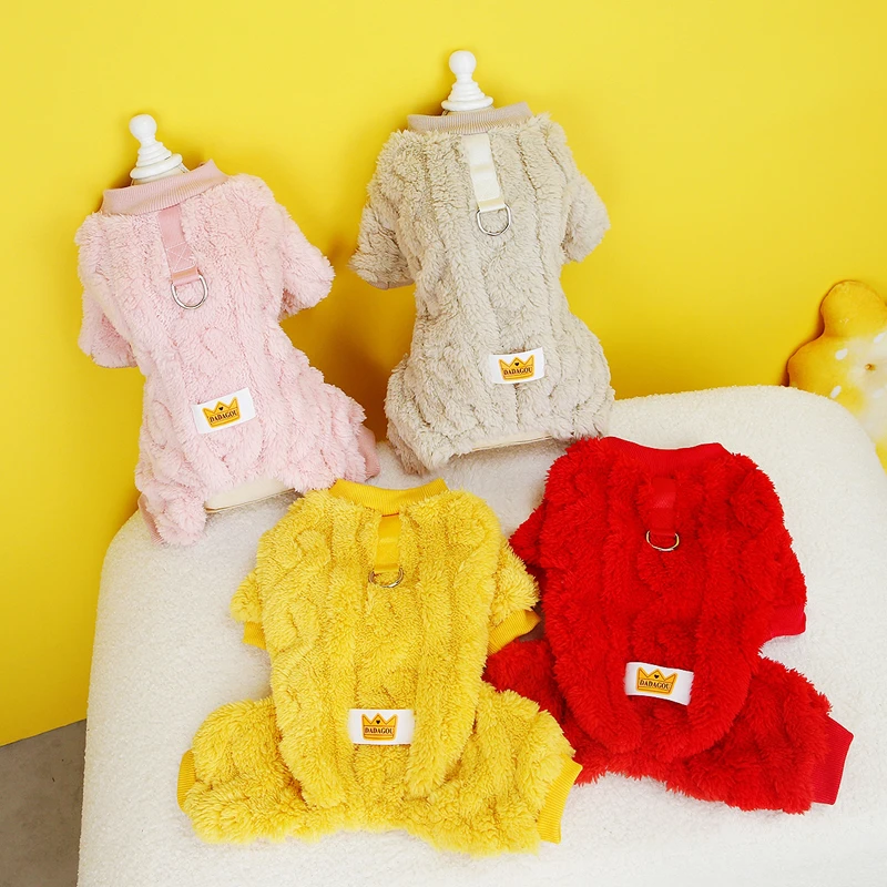 小狗狗衣服冬季保暖加厚加绒猫咪宠物高颜值红色四脚过年新款绒衣