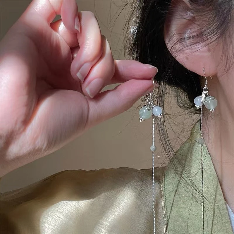 涵宸 铜合金耳饰 长款流苏耳坠精致高级简约百搭气质耳钉古风耳饰