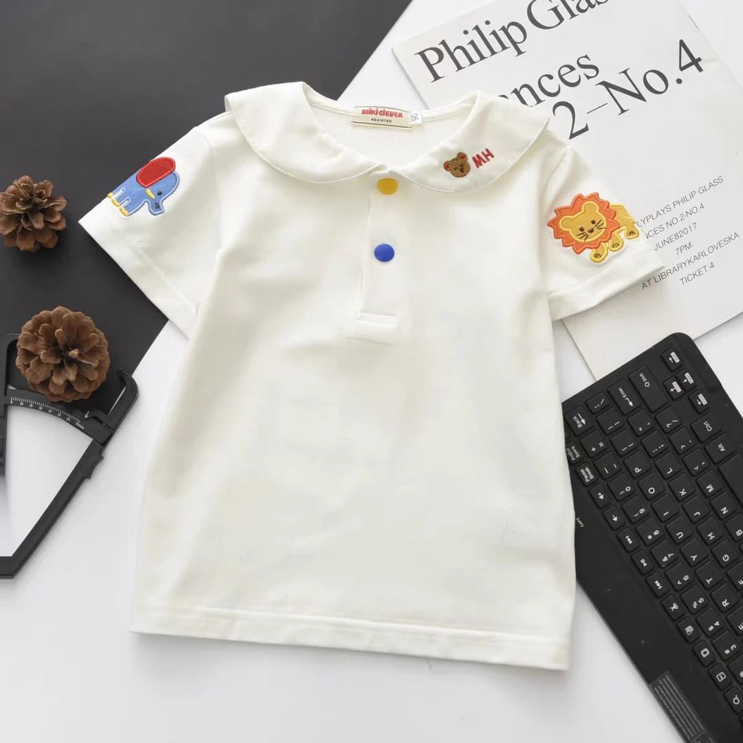 Mikiclever经典新款男女宝宝刺绣短袖儿童 潮牌T恤休闲童装 推荐