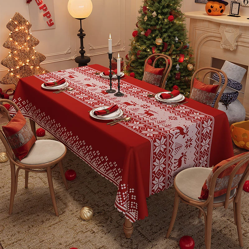 高端餐桌坐垫套桌椅套一桌六椅椅子套圣诞节桌布ins风餐感布台布