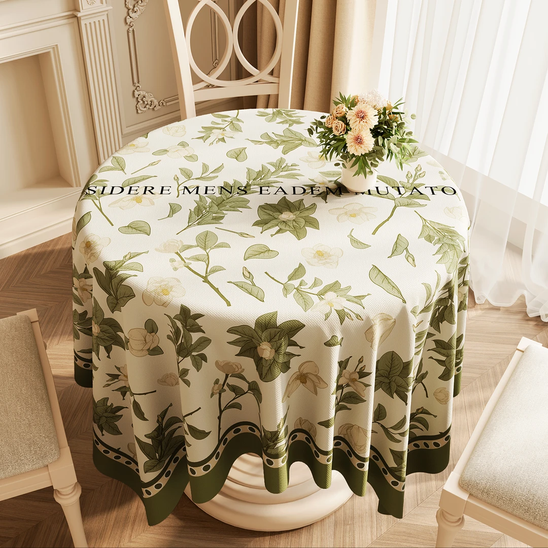 坐垫套餐桌套椅套高端一桌六椅实木美式圆桌桌布防水小盖布轻台布