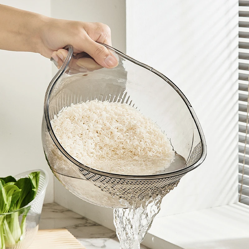 【7.9元2个】带手柄淘米盆菜篮子过滤器厨房米器筛水果盆沥水篮