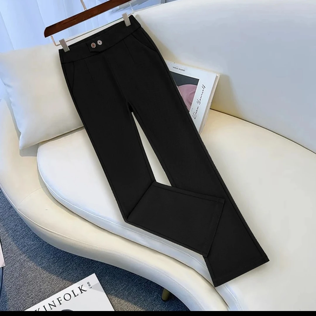 微喇裤女2024新款夏季高腰显瘦垂感休闲女裤西装直筒喇叭裤9088