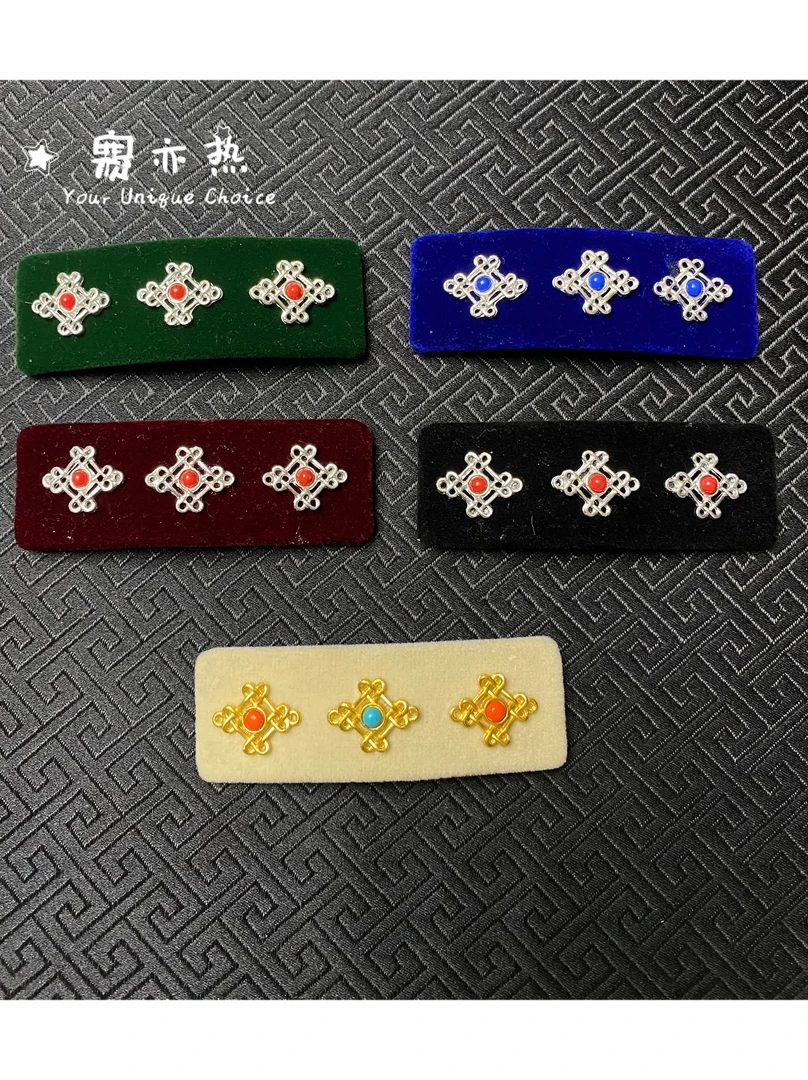 赛亦热纯手工 蒙古族元素掰掰夹饰品气质精美配饰镶嵌发夹头饰