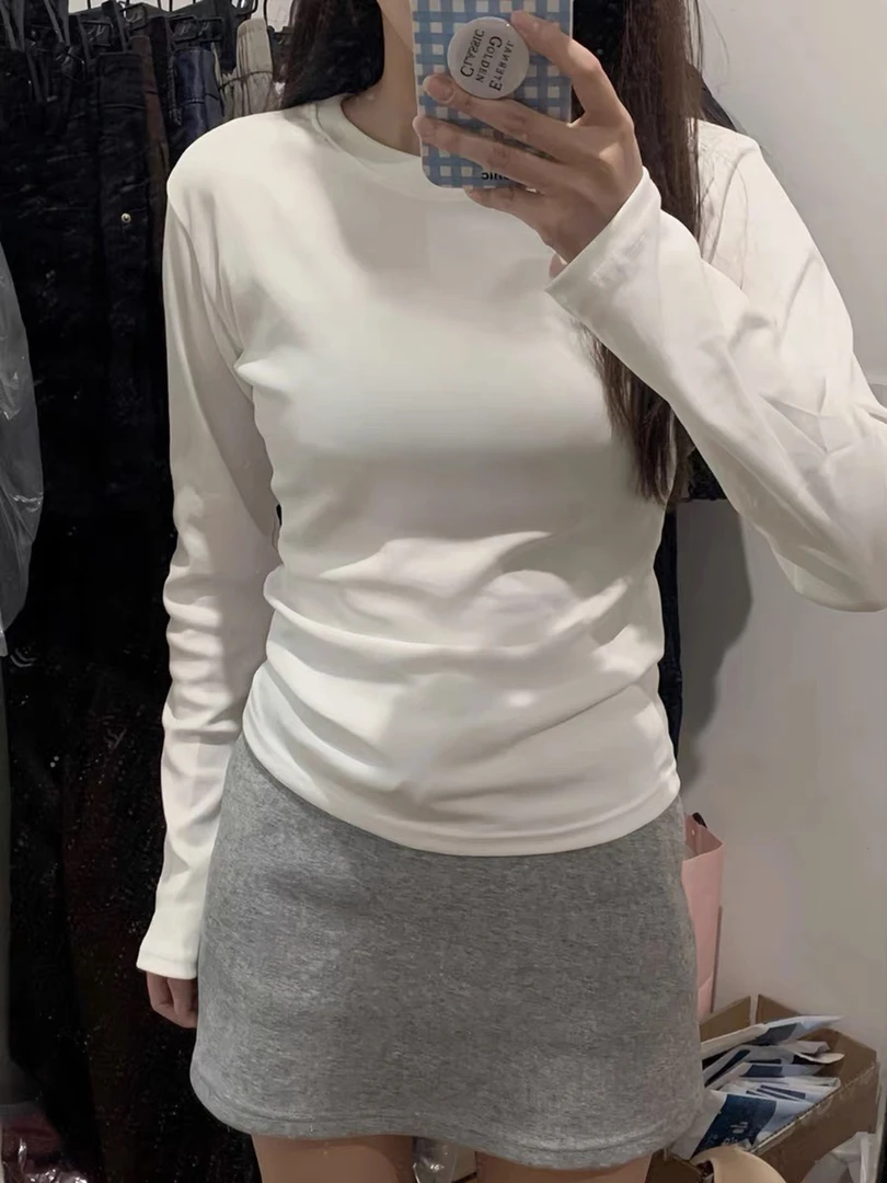 德绒新款正肩t恤打底 衫小个子穿搭