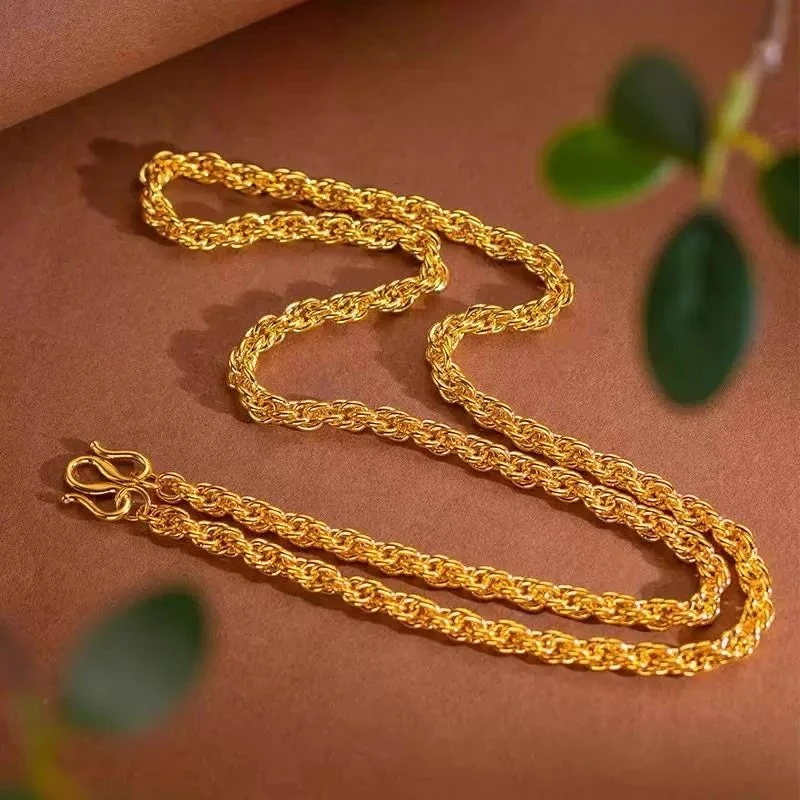 合金项链 麻花链项链精品实心链子绞丝绳链男士大气链首饰百时尚