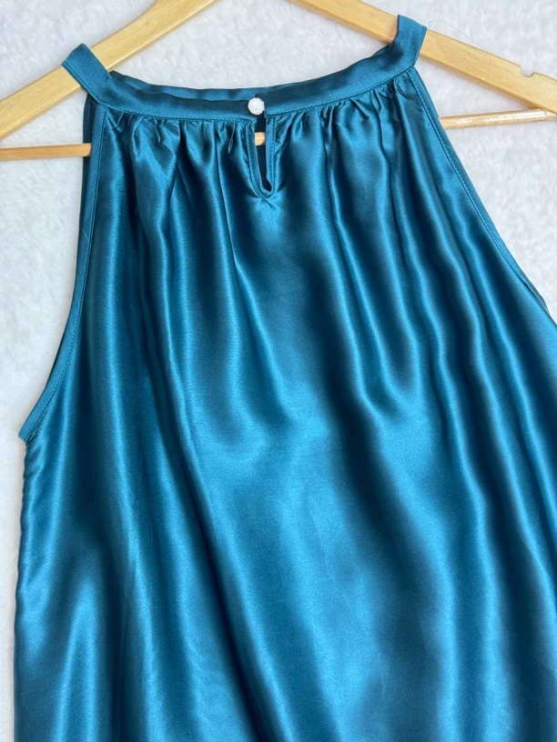 桑蚕丝吊带裙显瘦女士挂脖连衣裙丝滑飘逸长裙子重磅真丝夏季