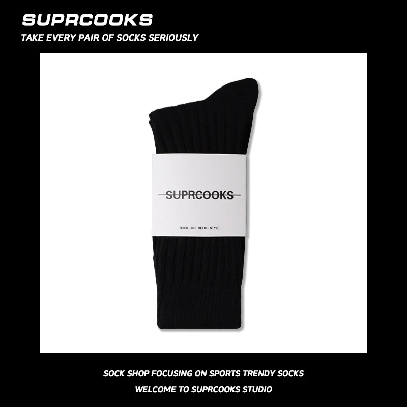 【英子推荐】 粗线袜子纯色棉袜中筒袜日系复古堆堆袜针织长筒袜