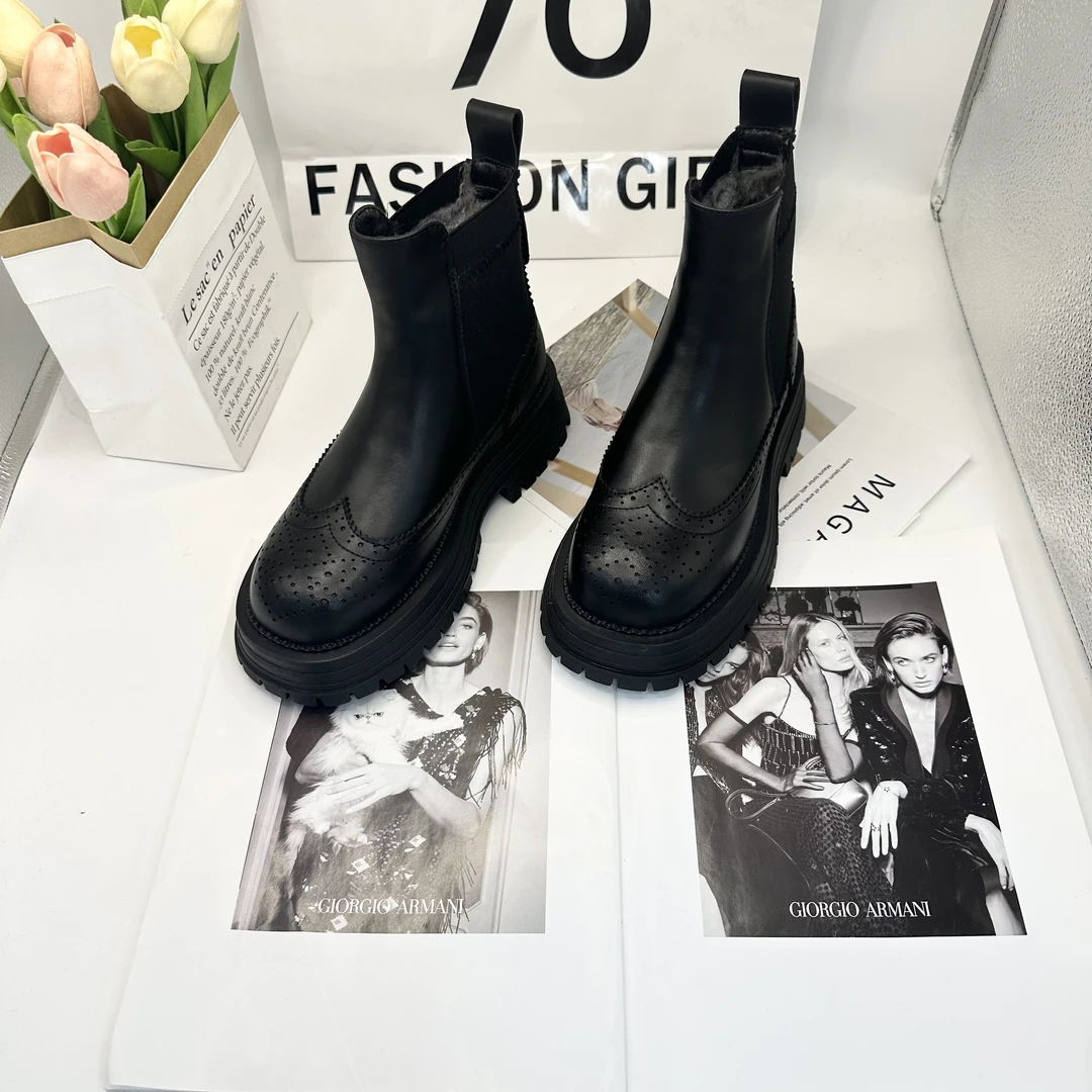 【与然良品】007-11爆款百搭时尚[兔毛]烟管靴D