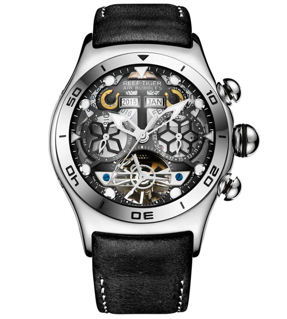 RFTG 极光泡泡 男士全自动机械腕表时尚多功能手表【皮带】-703高档