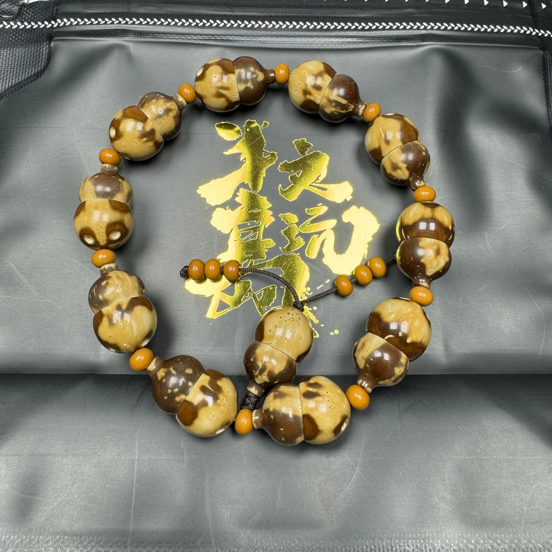 【半島文玩】12mm+紫金鼠镶嵌葫芦型火焰纹花鼠手串08309