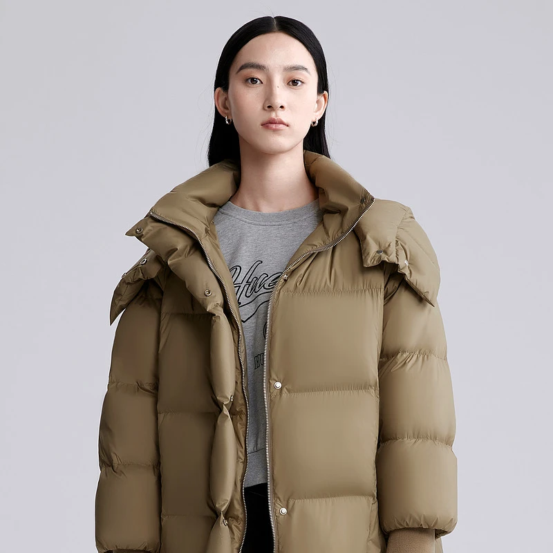 【反季"放"价】H'S廓形中长款羽绒服设计感上衣外套女