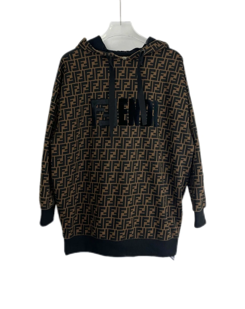 99带吊 9934368 Fendi 芬迪 老花满印字母刺绣连帽长袖抽绳卫衣