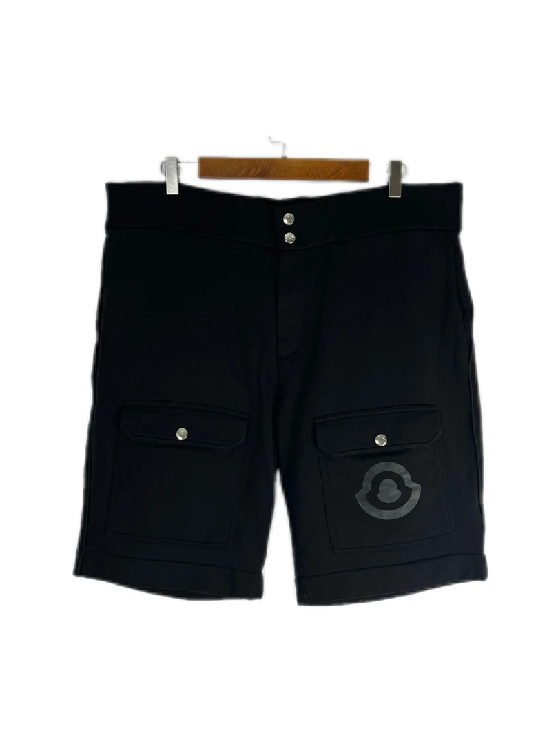 99新 8429203 Moncler 蒙口 logo印花运动卫裤短裤 黑色 XL码