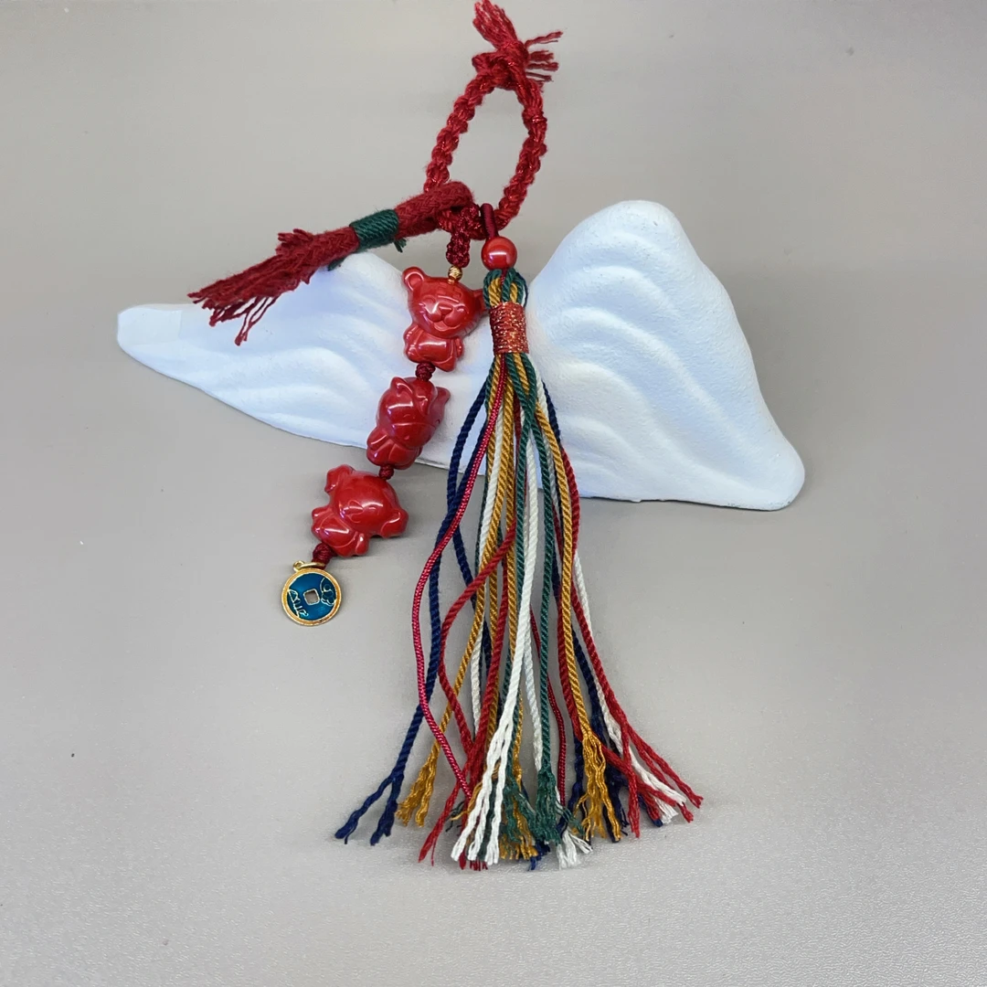 天然辰砂【珊木居】QT339YJ 十二生肖三合朱砂挂件