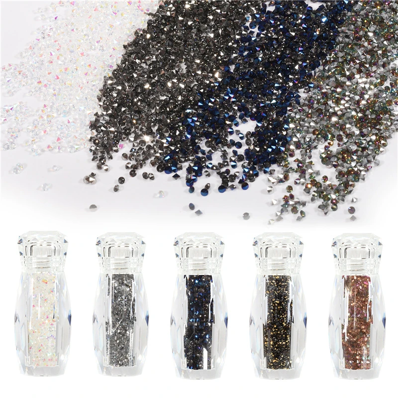 美甲爆闪矿砂微钻幻彩精灵珠指甲粘钻 透明微珠微钻瓶装美甲饰品