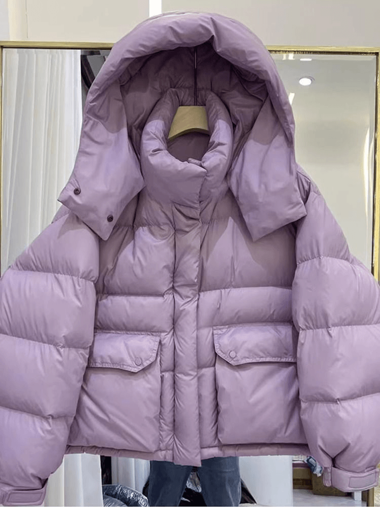 羽绒服女欧货2023冬季宽松连帽小个子百搭面包服休闲潮流百搭