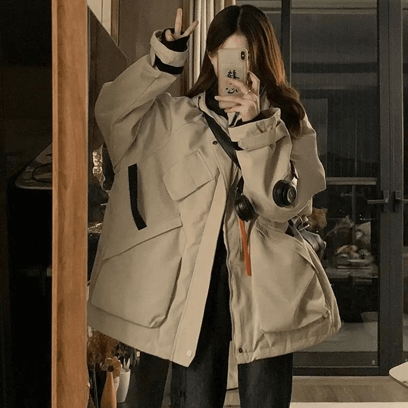 2023加厚工装棉衣羽绒服潮流机能2023冲锋衣宽松新款男女复古外套