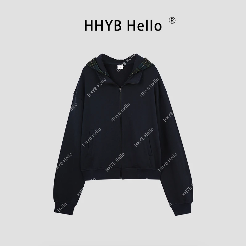 【YD】复古美式连帽卫衣外套女2024新款宽松开衫上衣Q245024