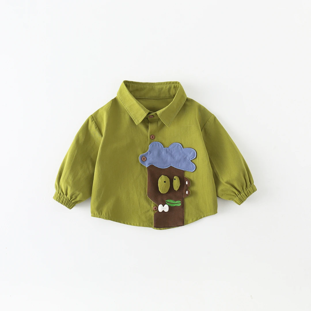 【博瑞妈】儿童衬衫春秋2024新款可爱百搭潮款休闲长袖衬衫AS371