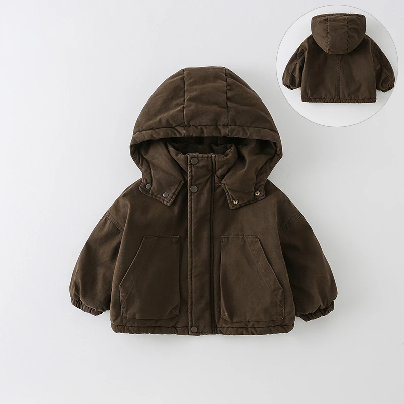 现货【加绒棉服】儿童冬季2024新款男童洋气连帽夹棉外套AW683