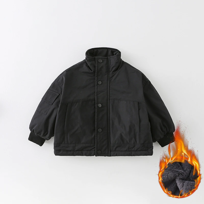 现货【加绒】儿童外套冬季2024新款男童韩版洋气工装加厚外套AW726