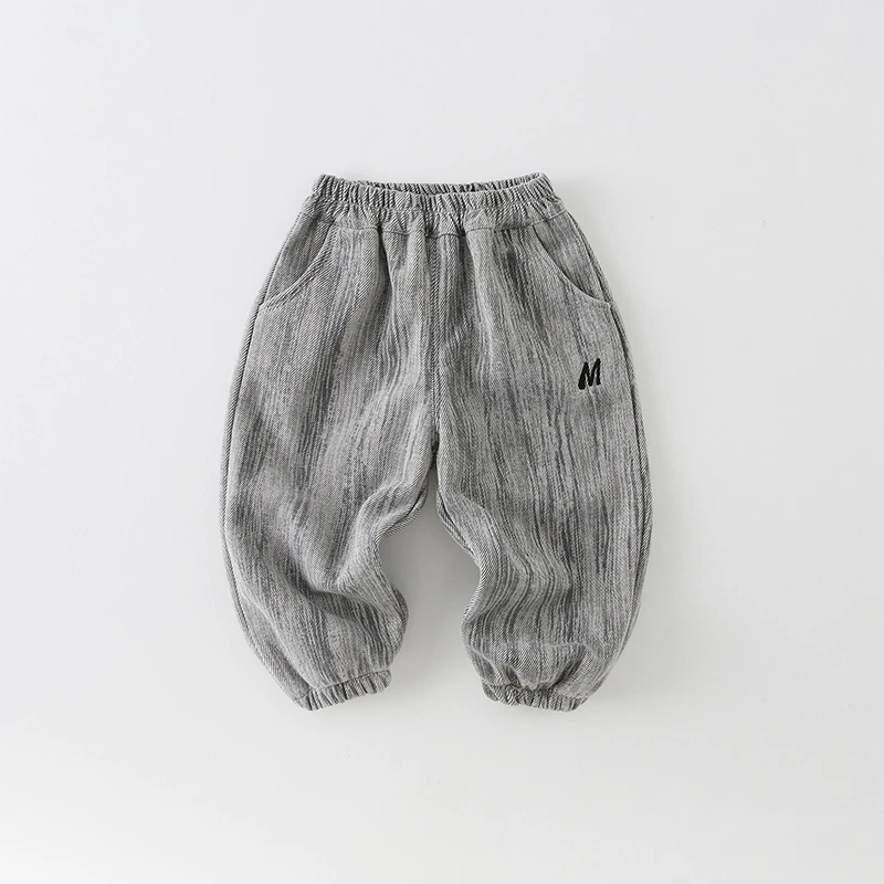 【现货】儿童加绒卫裤秋冬2024新款男童洋气百搭字母长裤AK938