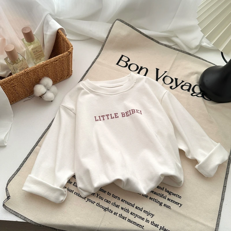 【博瑞妈】儿童打底衫秋冬2024新款男童纯色字母百搭长袖AS615