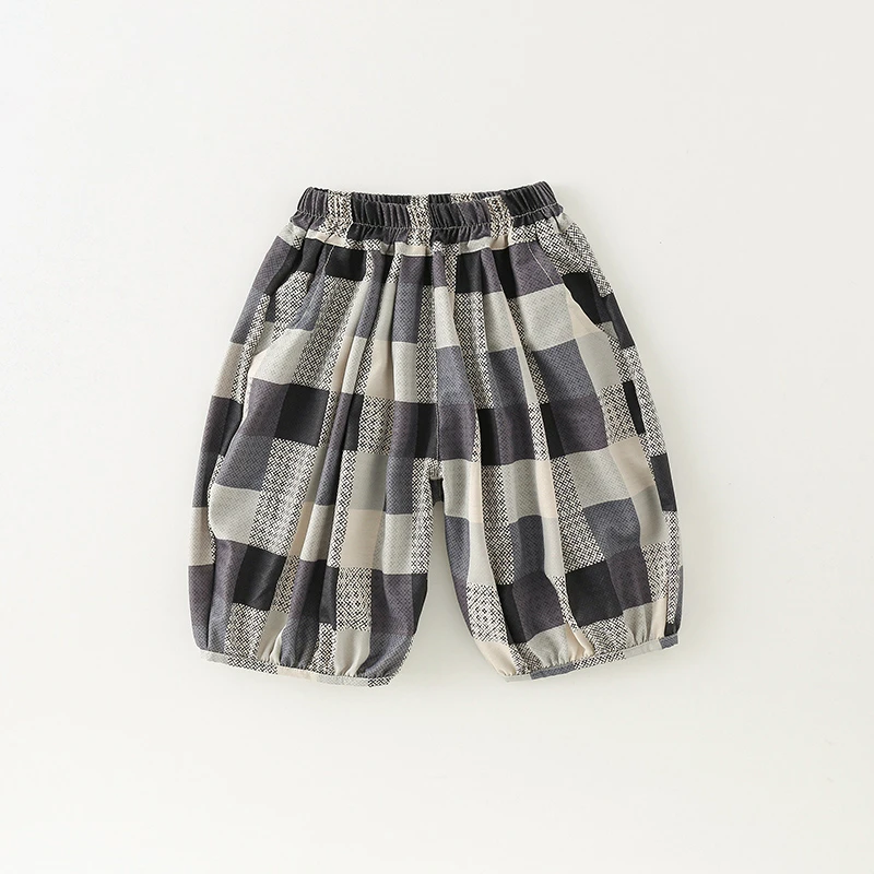 【博瑞妈】男童格子七分裤夏季2024新款韩版百搭宝宝薄款裤子AK765