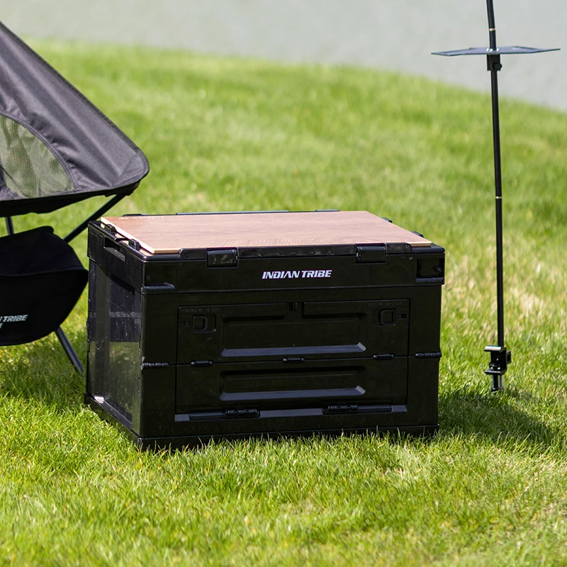 户外露营木盖折叠收纳箱车载收纳箱折叠箱野营餐具饮料酒水收纳箱