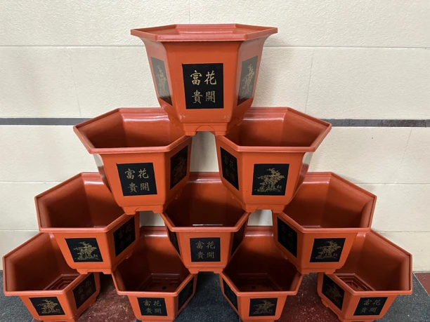 沙漠玫瑰盆富贵盆六角盆塑胶仿紫砂陶瓷盆疏松透气控根花卉绿植盆