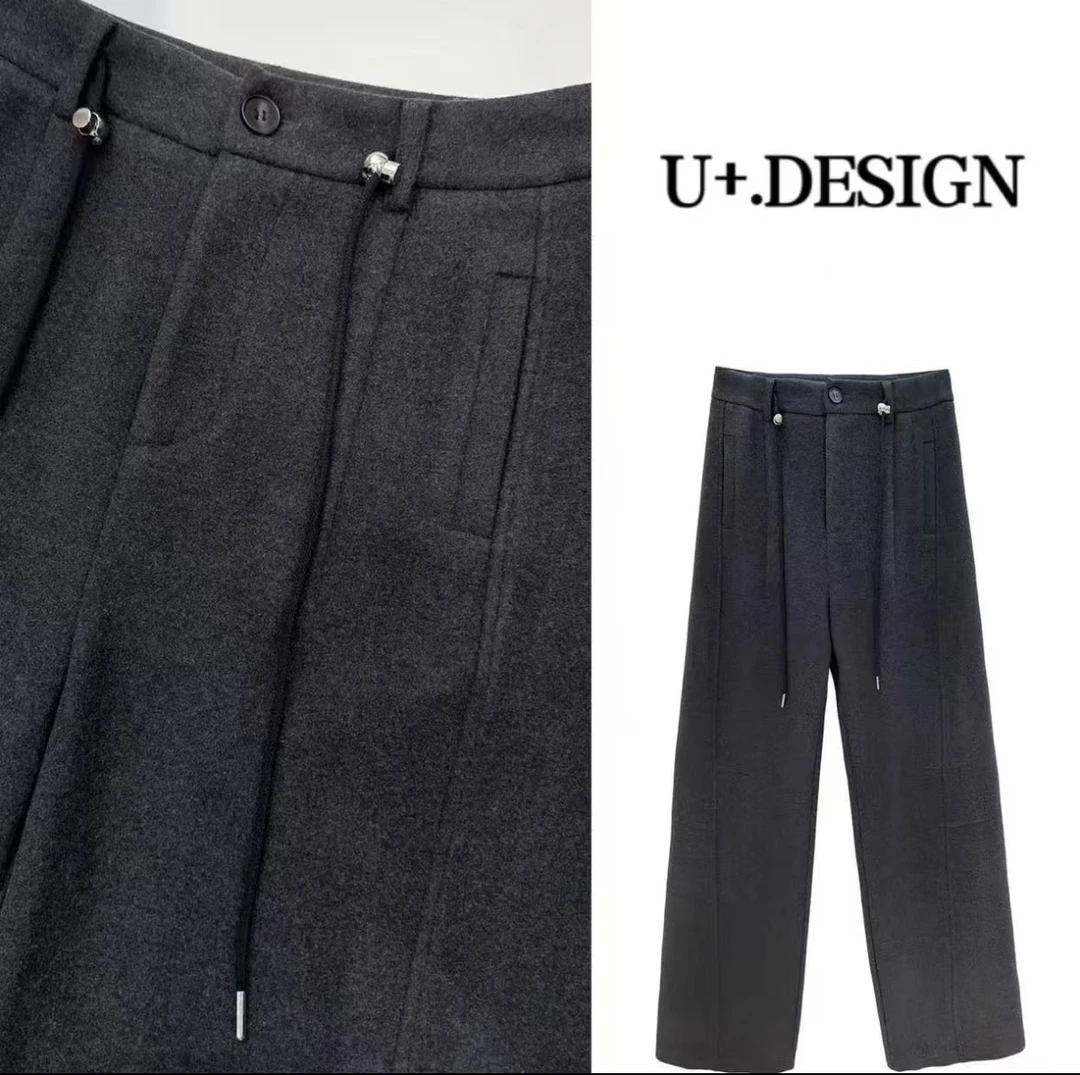 U+气质休闲裤【松竹挺拔】冬季新款时尚百搭显瘦加厚休闲裤F7211