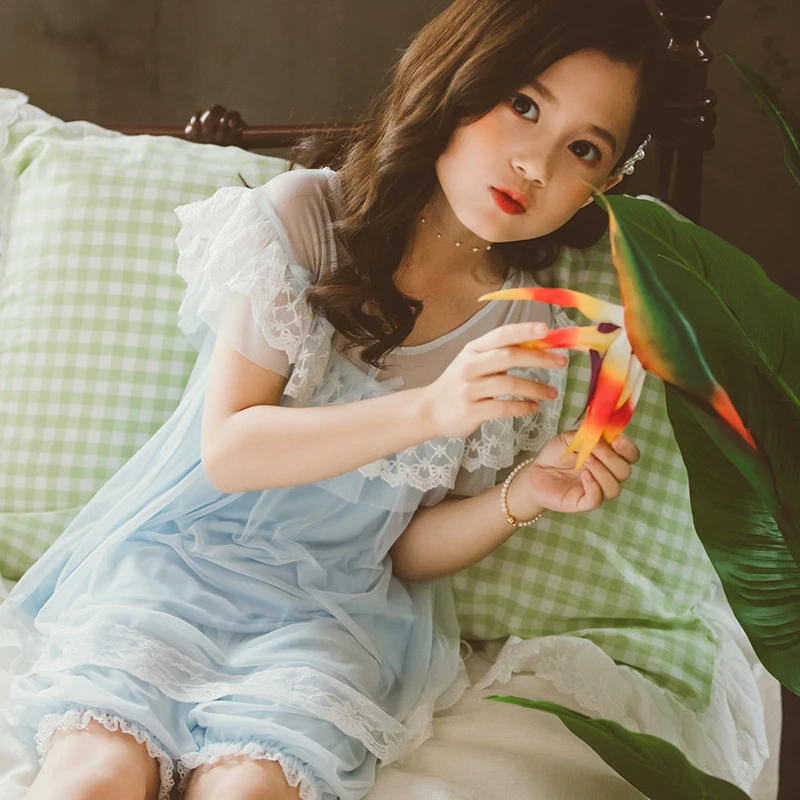 女童睡衣公主夏季儿童小女孩学生薄款套装宝宝短袖空调家居服洋气